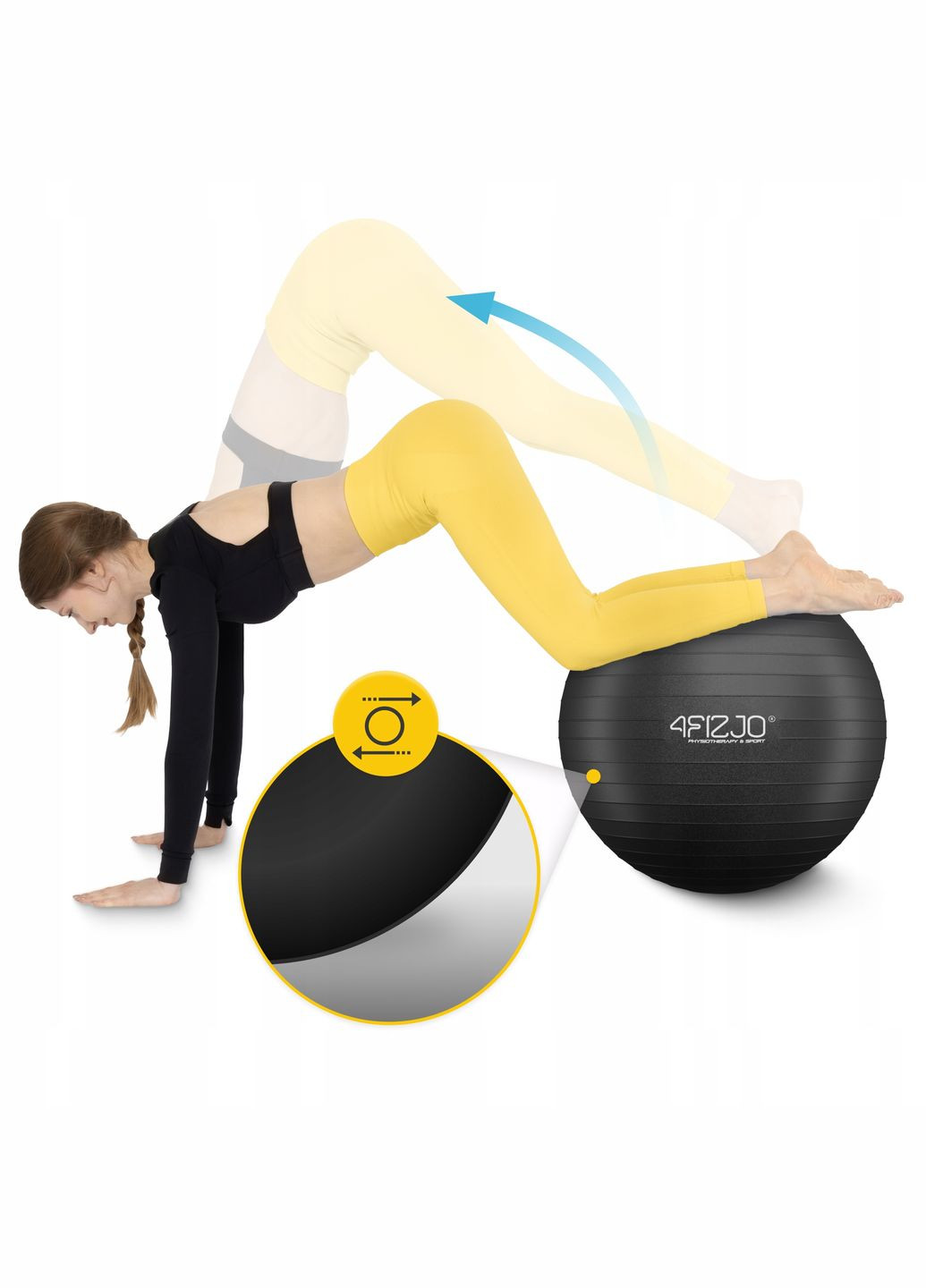 Мяч для фитнеса (фитбол) 75 см Anti-Burst Black () 4FIZJO P-5907739316370 (345710439)