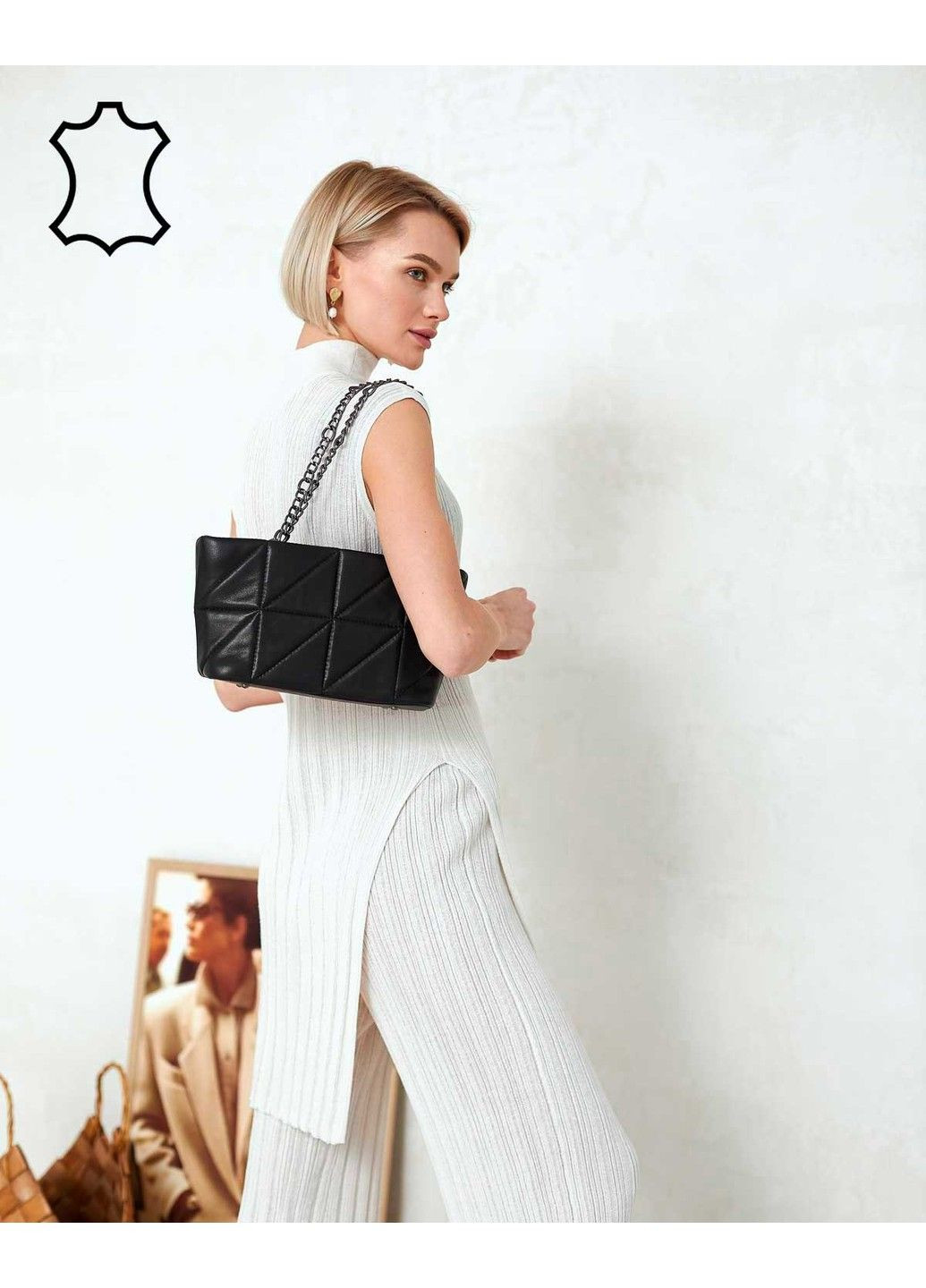 Шкіряна жіноча сумочка «Холлі» чорна WeLassie (315688886)