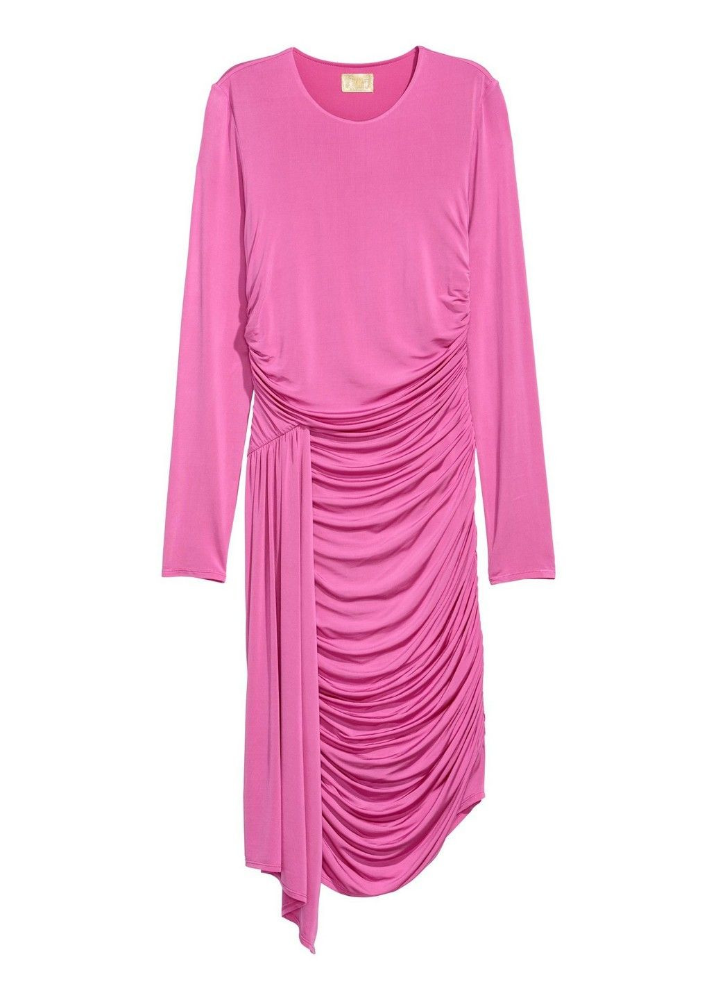 Розовое коктейльное платье H&M однотонное