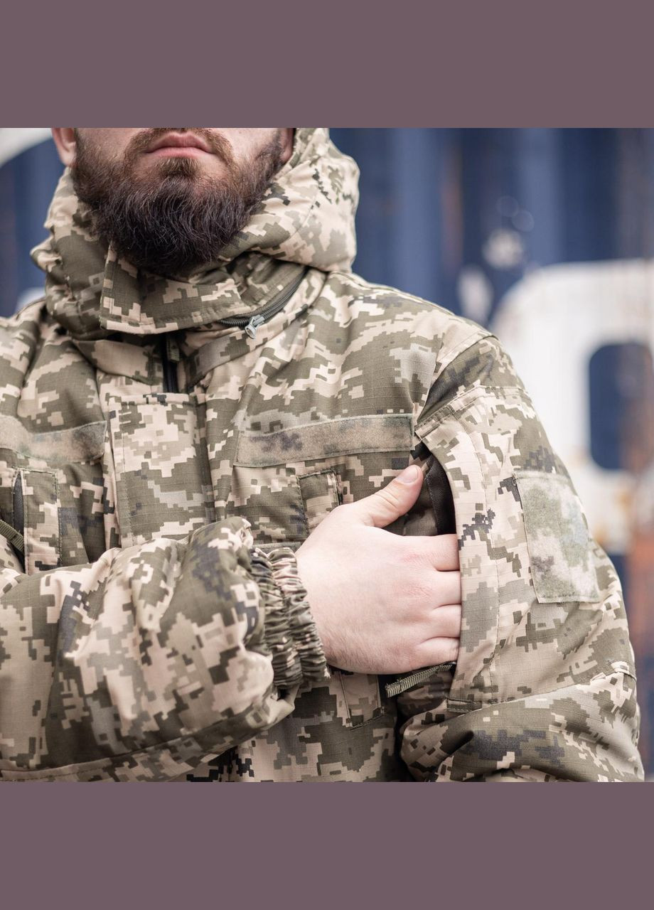 Зелена зимовий бушлат піксель зсу (омні-хіт + синтепон) з подвійним замком (omni-heat) No Brand