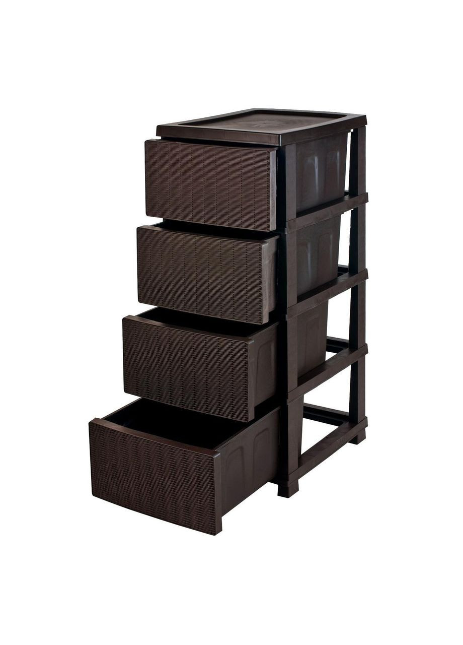 Комод пластиковий "Ротанг" 4 яруси коричневий 86*43*34см, R-Plastic (345122525)