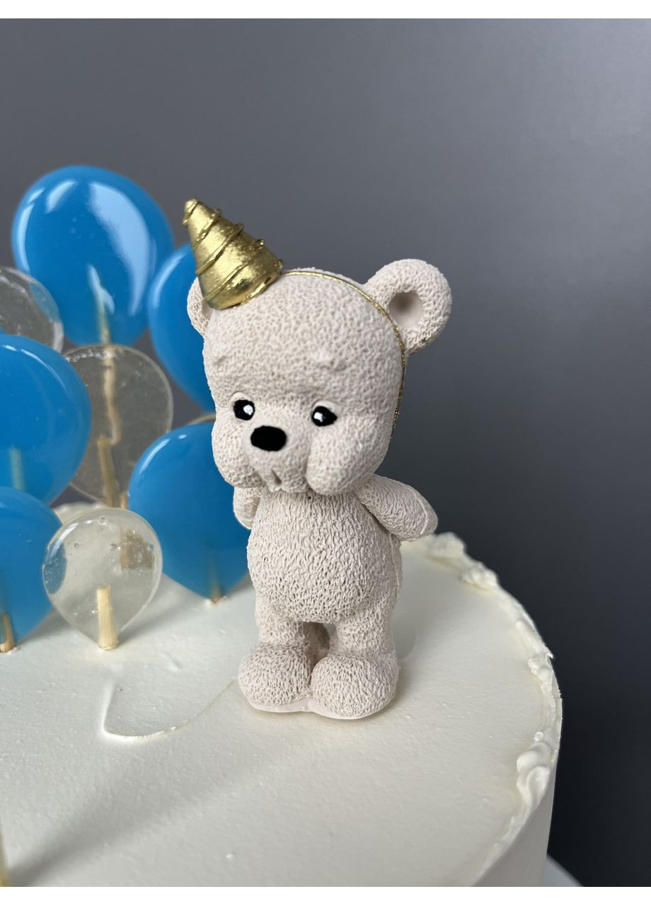 Шоколадна фігурка Ведмедик задуває свічку Декор на торт No Brand (371787247)