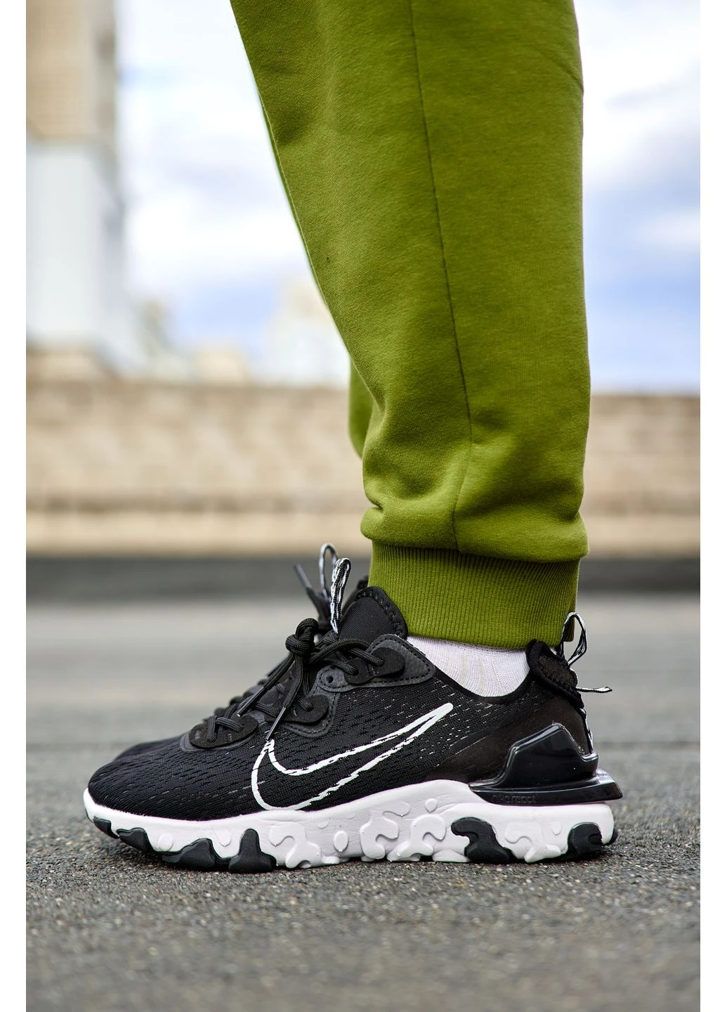 Белые летние кроссовки nike react vision black white найк реакт No Brand