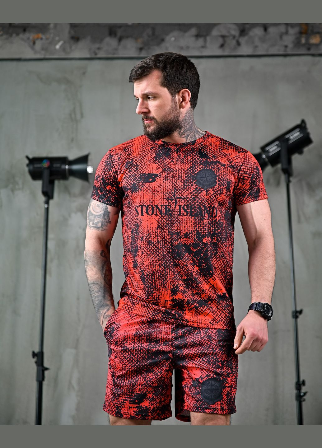 Чоловічий літній костюм Stone Island & New Balance сірий Freedom (340272984)