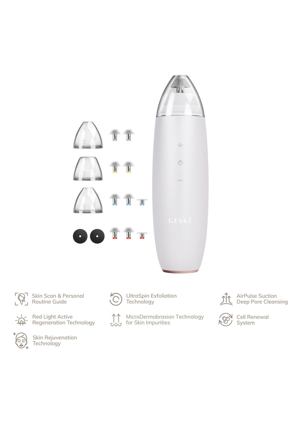 Мікродермабразійний пристрій для видалення чорних цяток MicroDermabrasion Blackhead Remover 7в1 starlight GESKE (341526277)