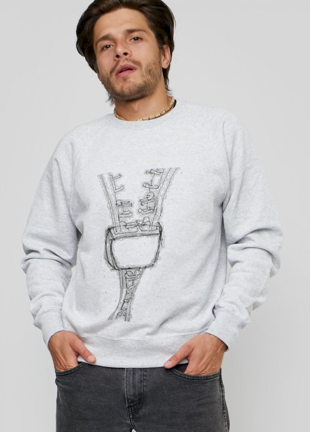 Серый свитшот мужской серый "zipper" YAPPI рисунок (303772805)