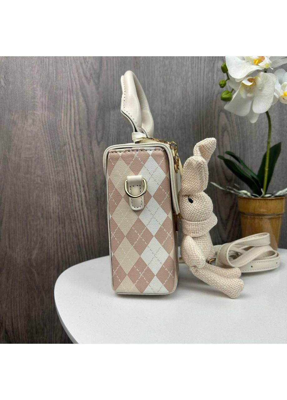 Жіноча міні сумочка клатч з білком зайцем екошкіра біла маленька сумка на плече з зайчиком кроликом ProDobro Белый (363259762)