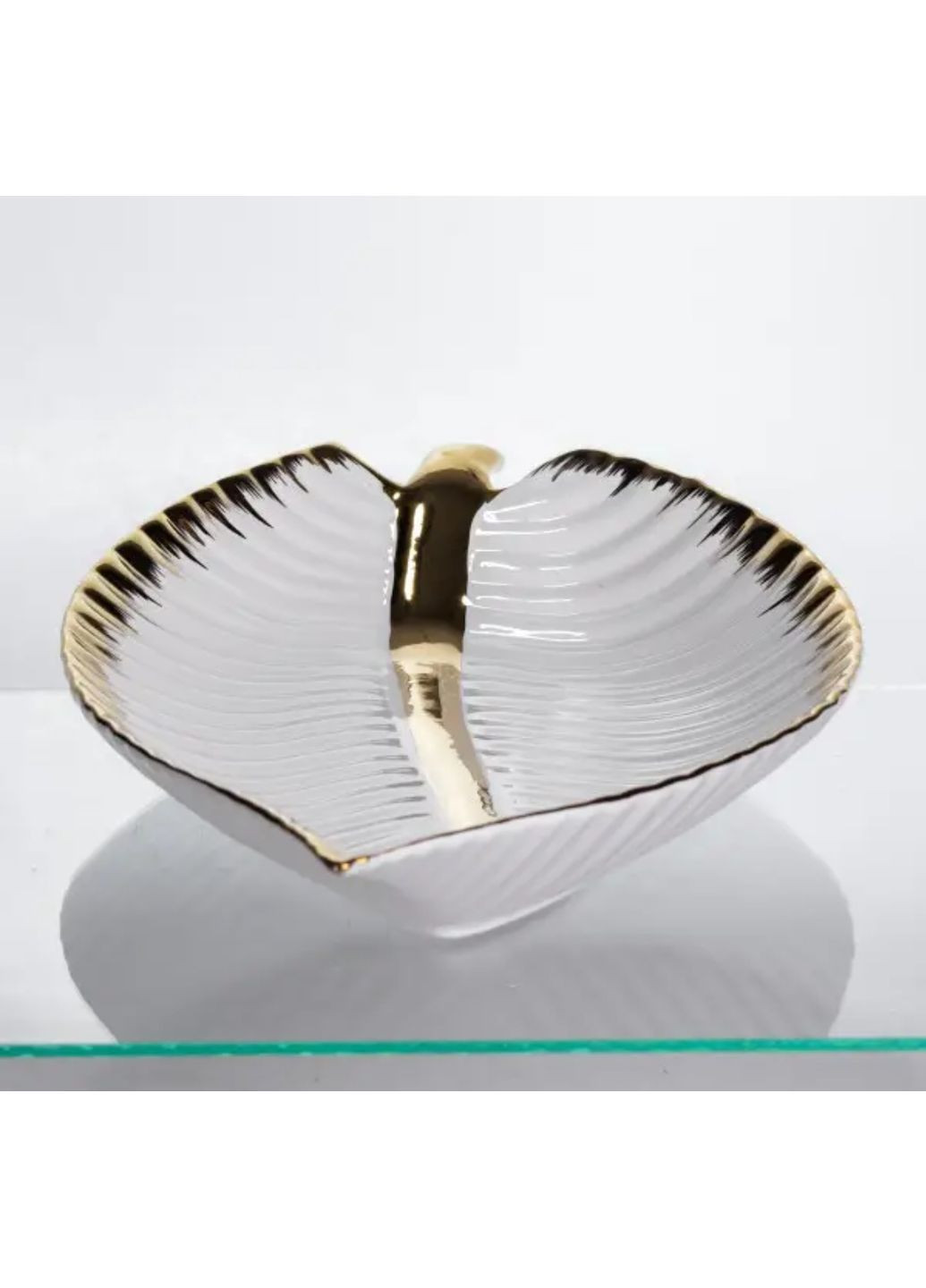 Блюдо сервировочное Calla фарфоровое 40х21,5х5 см Белый с золотым WH046 Yiwu (366891121)