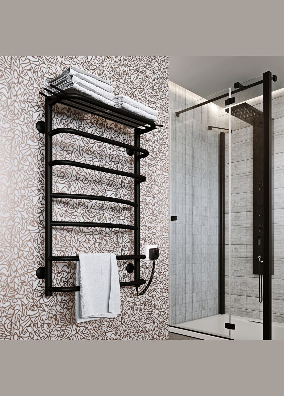 Полотенцесушитель Канна 700х500/7 ЕR рег. черный Kosser (346048953)