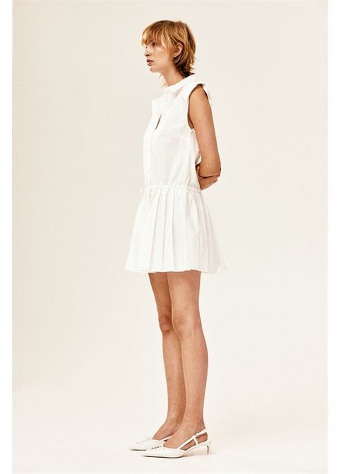 Білий коротка біла сукня без рукавів-l H&M однотонна