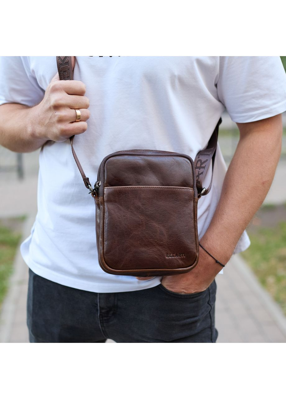 Мужской мессенджер через плечо 20х16х6, сумка планшетка для города, барсетка для телефона, коричневая No Brand (362000587)