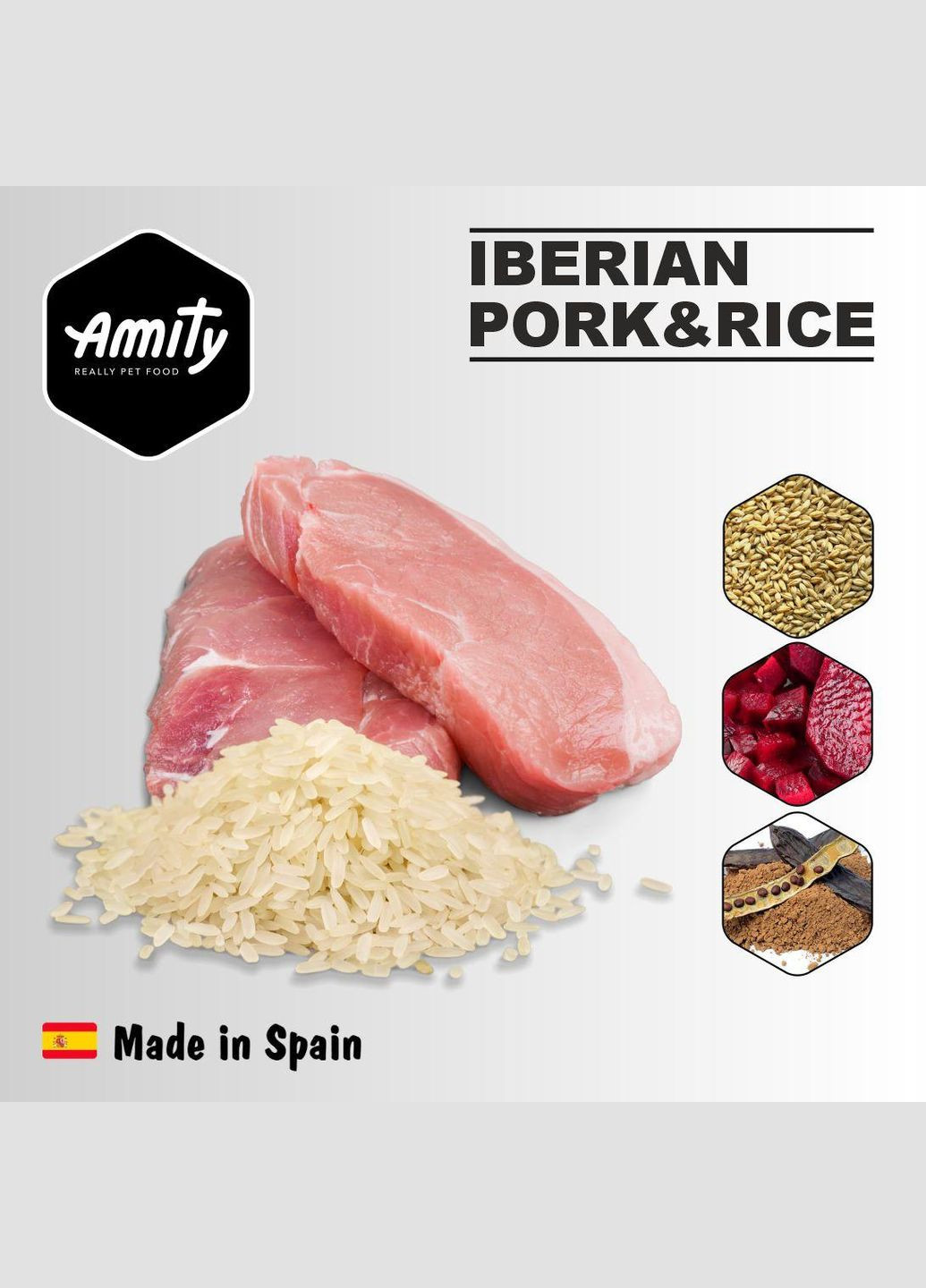 Сухий корм для собак всіх порід PREMIUM IBERIAN PORK & RICE з іберійською свининою та рисом, 3 кг (*) AMITY (304547722)