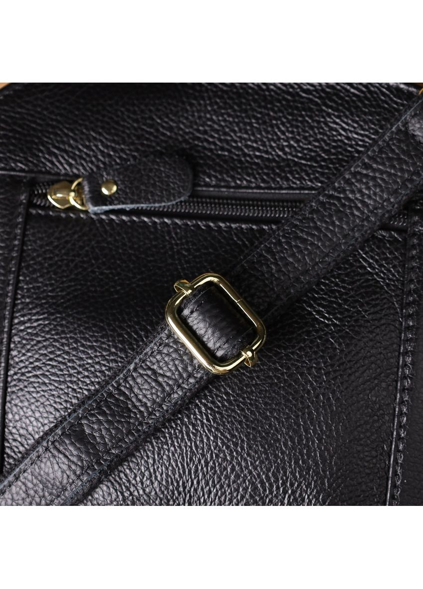 Сумка крос-боді через жіноче плече з натуральної шкіри середня Чорний 38356 Vintage (355245194)