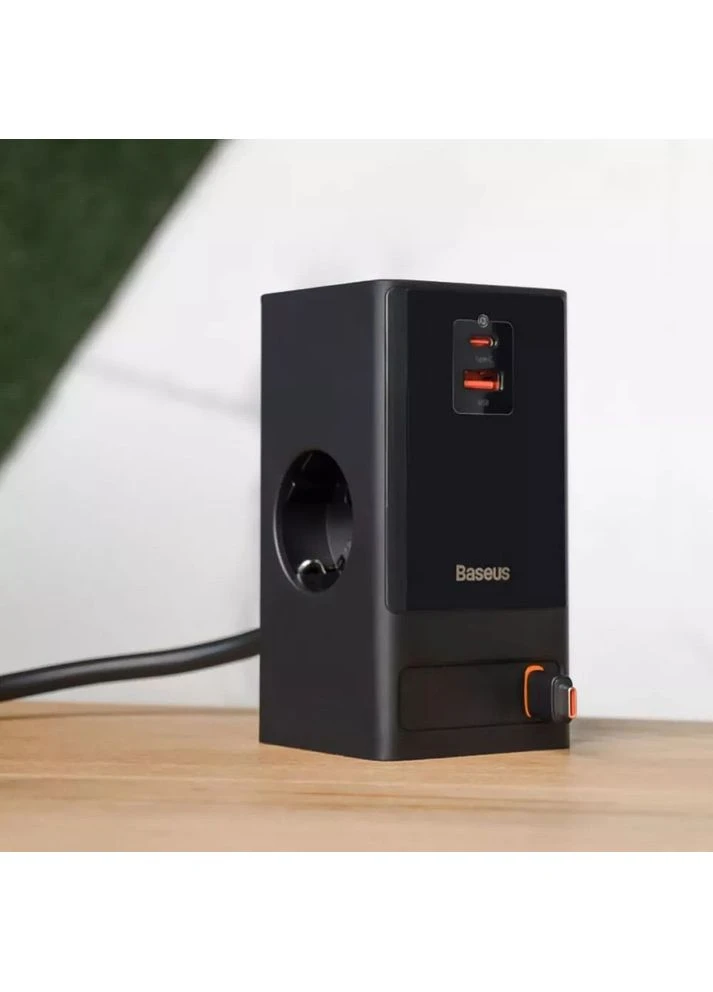 Сетевое зарядное устройство PowerCombo Digital PowerStrip 2AC+1U+1C+Retractable-C 65W Black (PSLR000301) EU [96292] Baseus (398821737)