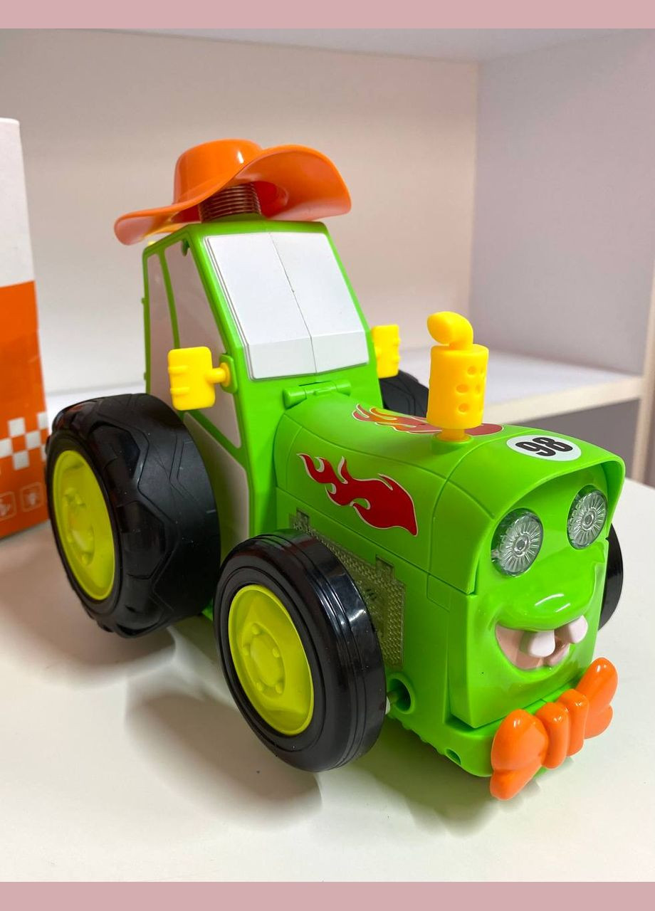 Детский музыкальный трактор Crazy Jumping Car 2101А на радио-управлении "Безумный трактор" Зеленый Fun Game (327216845)
