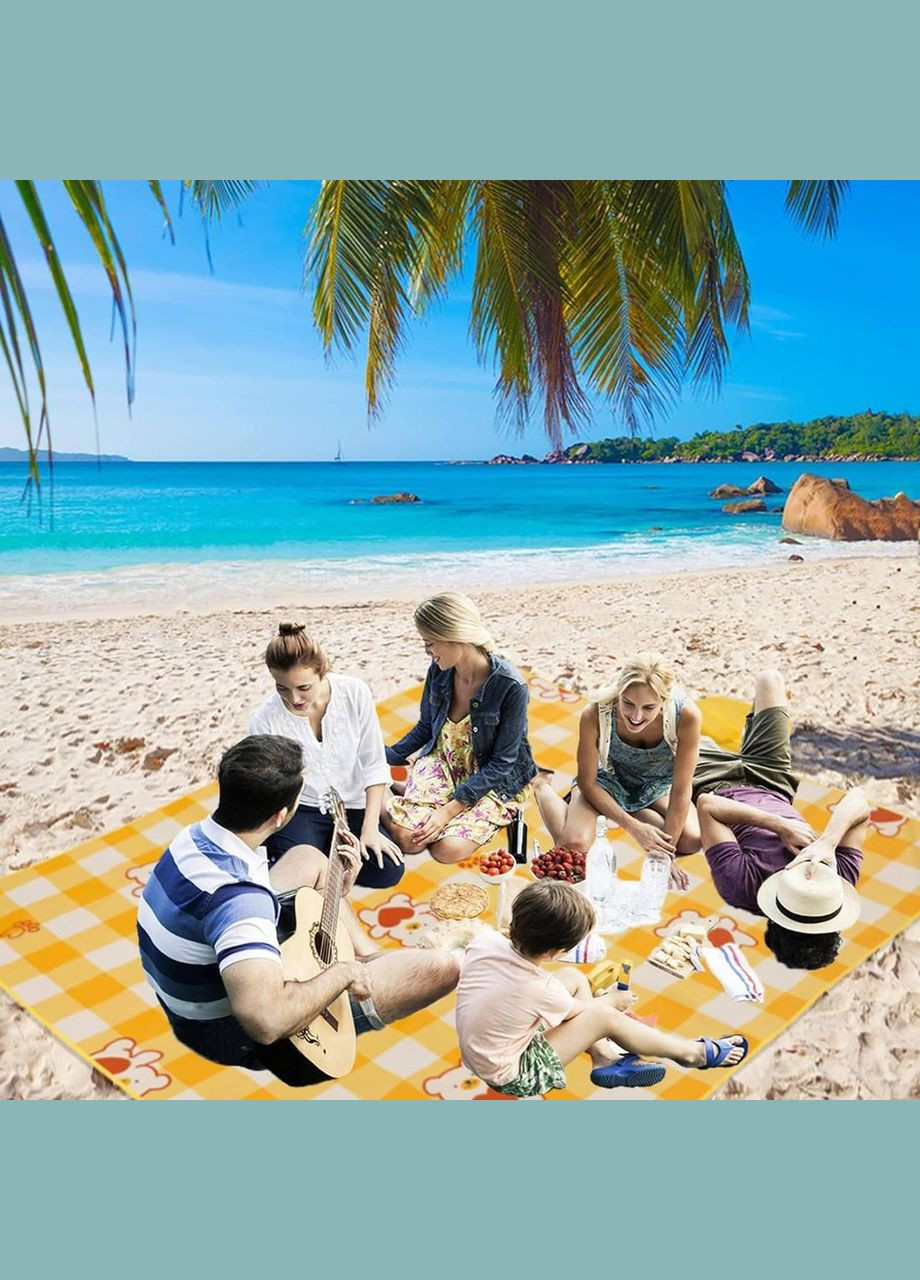 Коврик для пляжа, пикника и кемпинга складной, водонепроницаемый 145*200 см. No Brand (337171438)