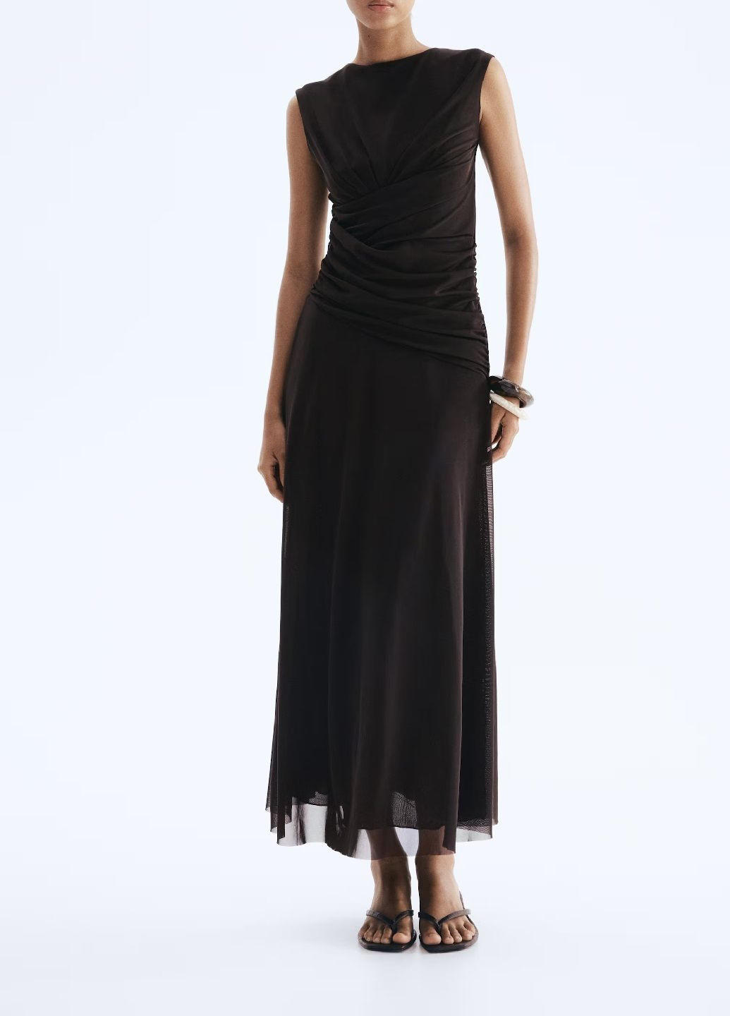 Темно-коричневое кэжуал платье H&M однотонное