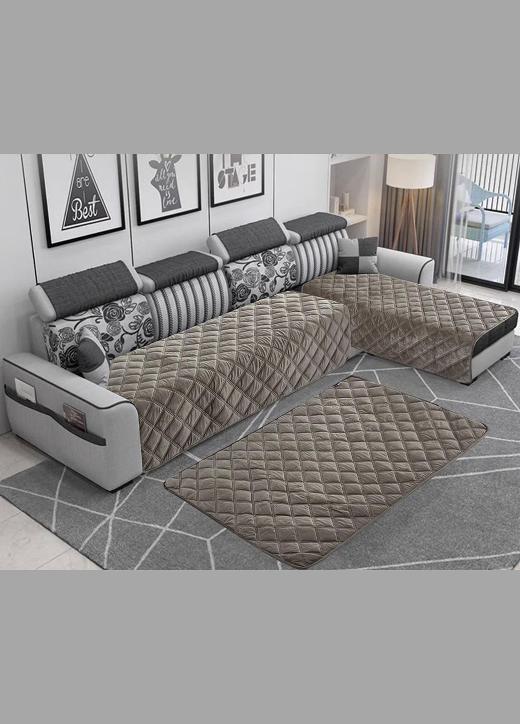 Накидки на шкіряні дивани 90х210 та 2шт 90х160 Коричневий (П4К-am-divandek-0020-03) No Brand (323160715)