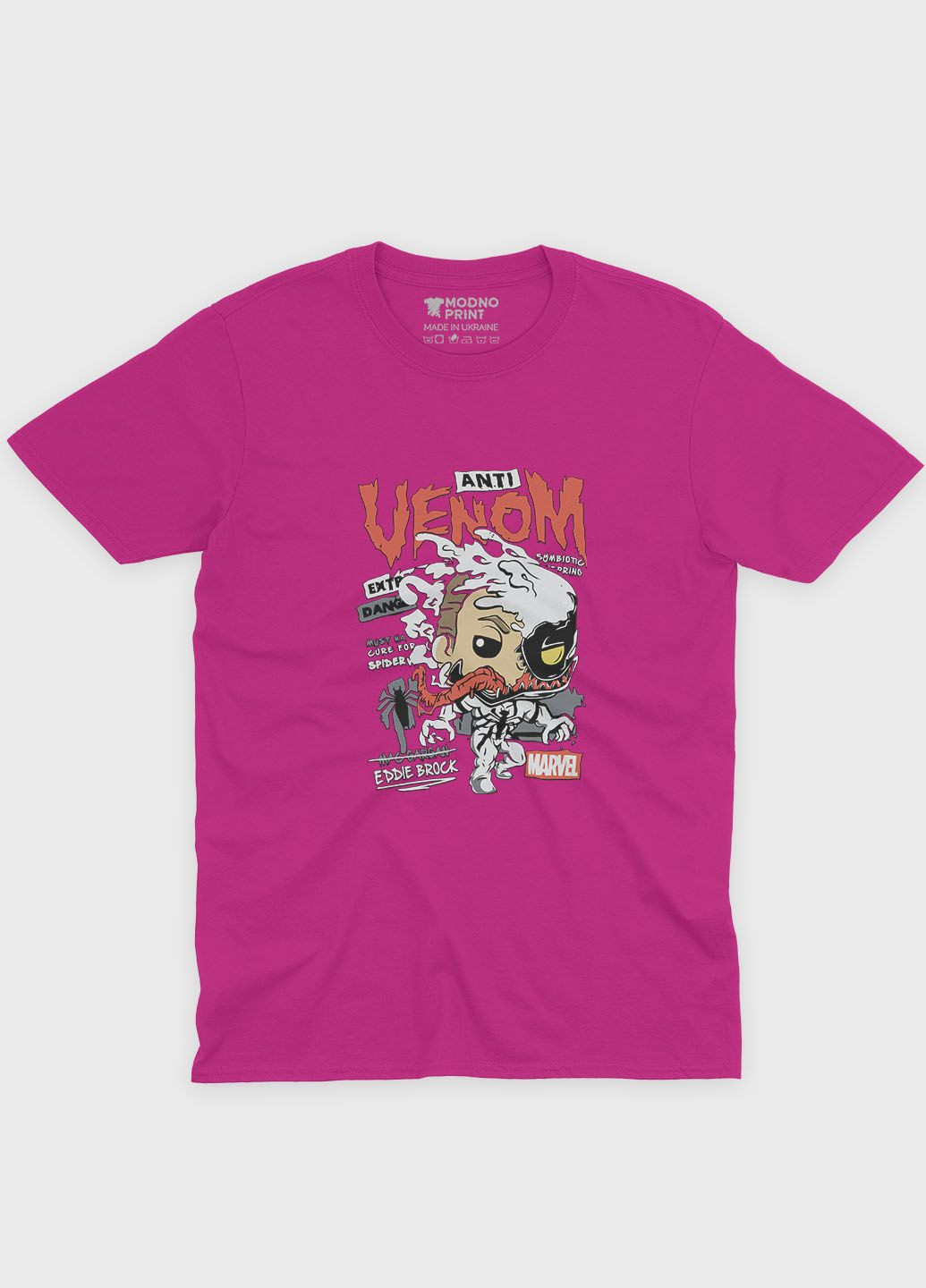 Розовая демисезонная футболка для девочки с принтом супервора - веном (ts001-1-fuxj-006-013-018-g) Modno