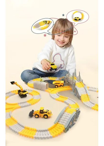 Автомобільний трек Дорожні роботи, 333 деталі, машинка на батарейці HandyHeat (363834152)