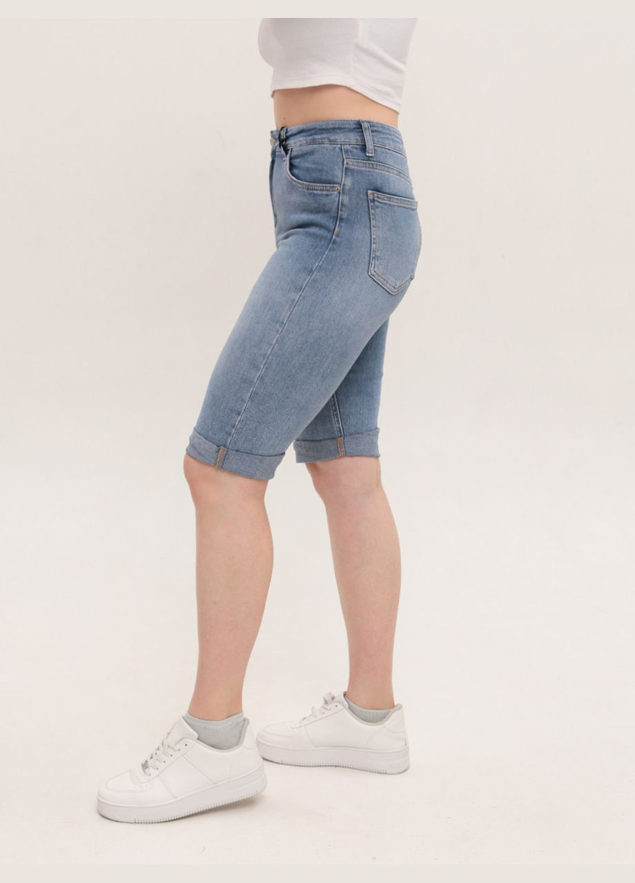 Шорти жіночі блакитні подовжені великі розміри Cracpot (329854090)