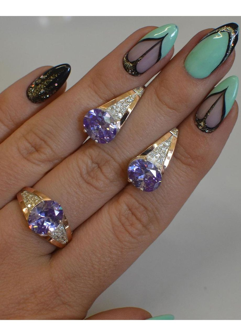 Срібний набір зі вставками з золота Silver Style (367268379)