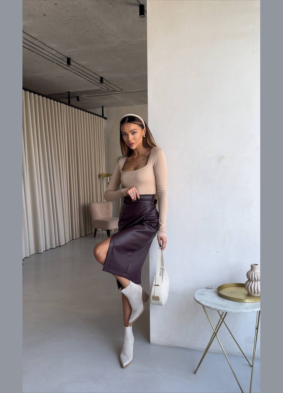 Бордовая кэжуал однотонная юбка N.Family