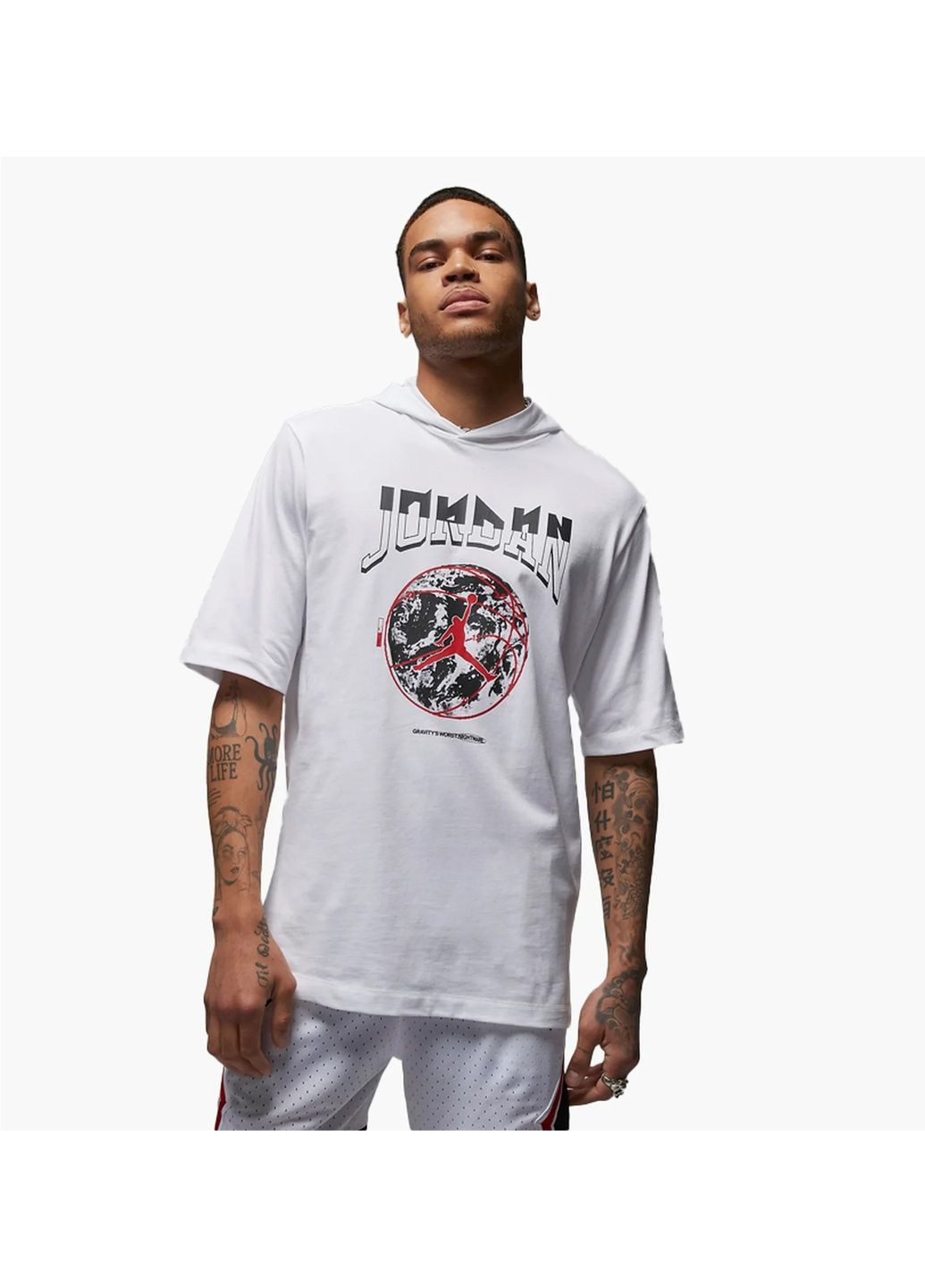 Біла футболка чоловіча sport mens hooded t-shirt white Air Jordan