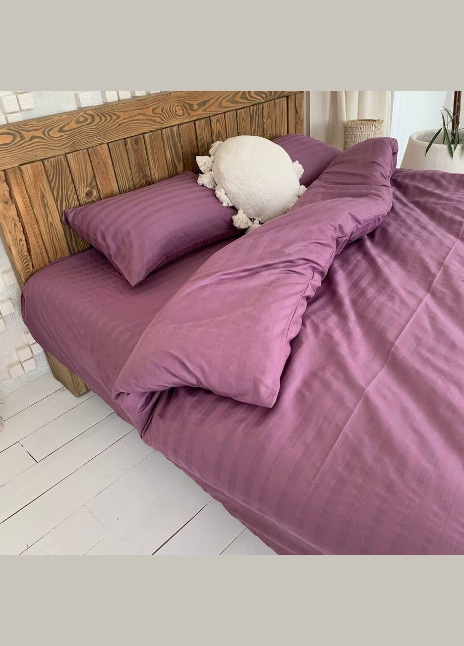 Полутораспальный КПБ микро страйп сатин "Сливовой" (145х210, 70х70) Glav Textile (297365323)