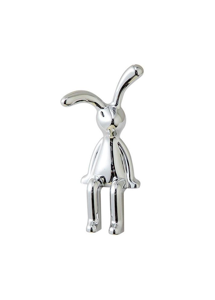 Статуетка декор кролик сидячий прямо срібного кольору (OK0073_2) No Brand (315885571)