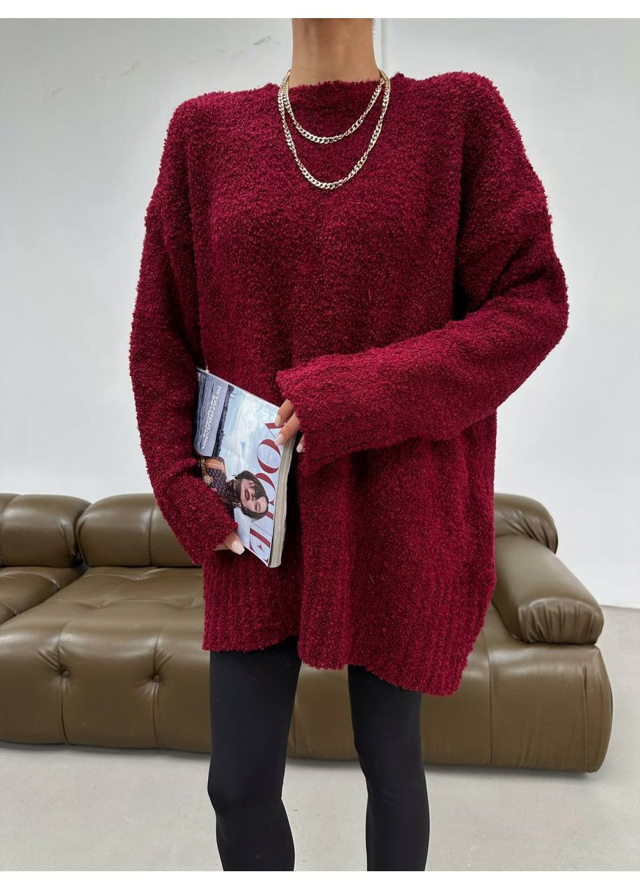 Бордовий демісезонний светр оверсайз – замір в описі DK/DL Мода без кордонів