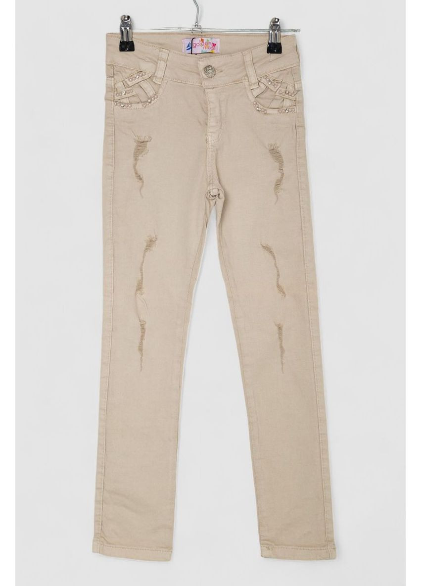 Бежевые демисезонные прямые джинсы для девочки, 247r10041 Ager