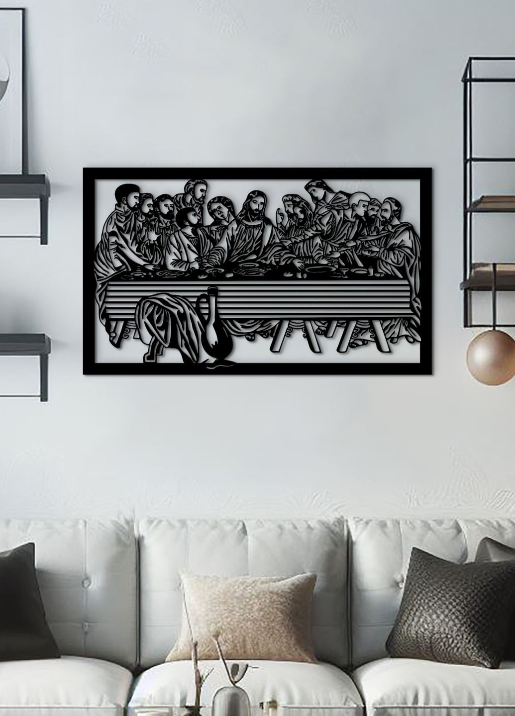 Настінний декор для кімнати, інтер'єрна картина з дерева "Тайна вечеря", оригінальний подарунок 40х25 см Woodyard (292013287)
