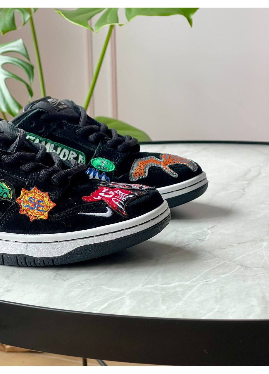Чорні Осінні кросівки чоловічі і жіночі nike sb dunike low pro qs neckface black | найк сб данк низькі чорні No Brand