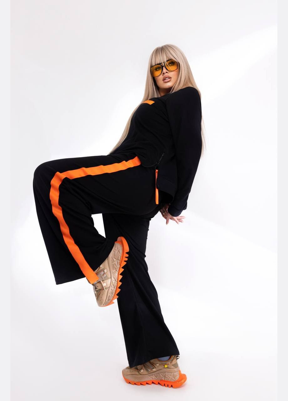 Жіночий спортивний костюм колір чорний з помаранчевим р.50/54 450799 New Trend (282926655)
