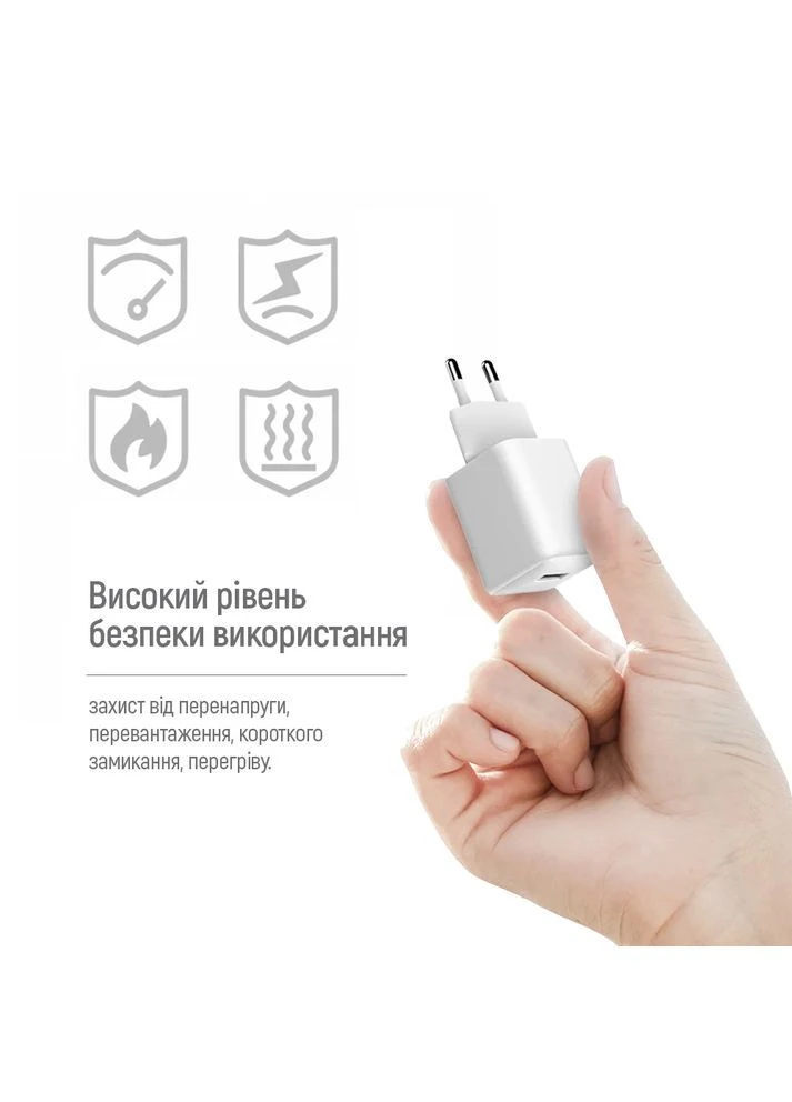 Зарядний пристрій для телефона швидка зарядка 1USB Quick Charge 3.0 18W 3A мережевий адаптер блок живлення білий Colorway (402541433)