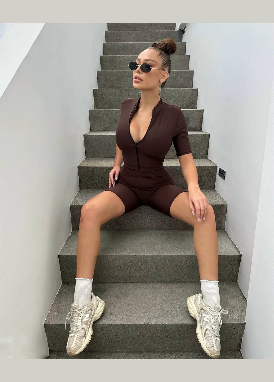 Комбинезон N.Family однотонный коричневый кэжуал