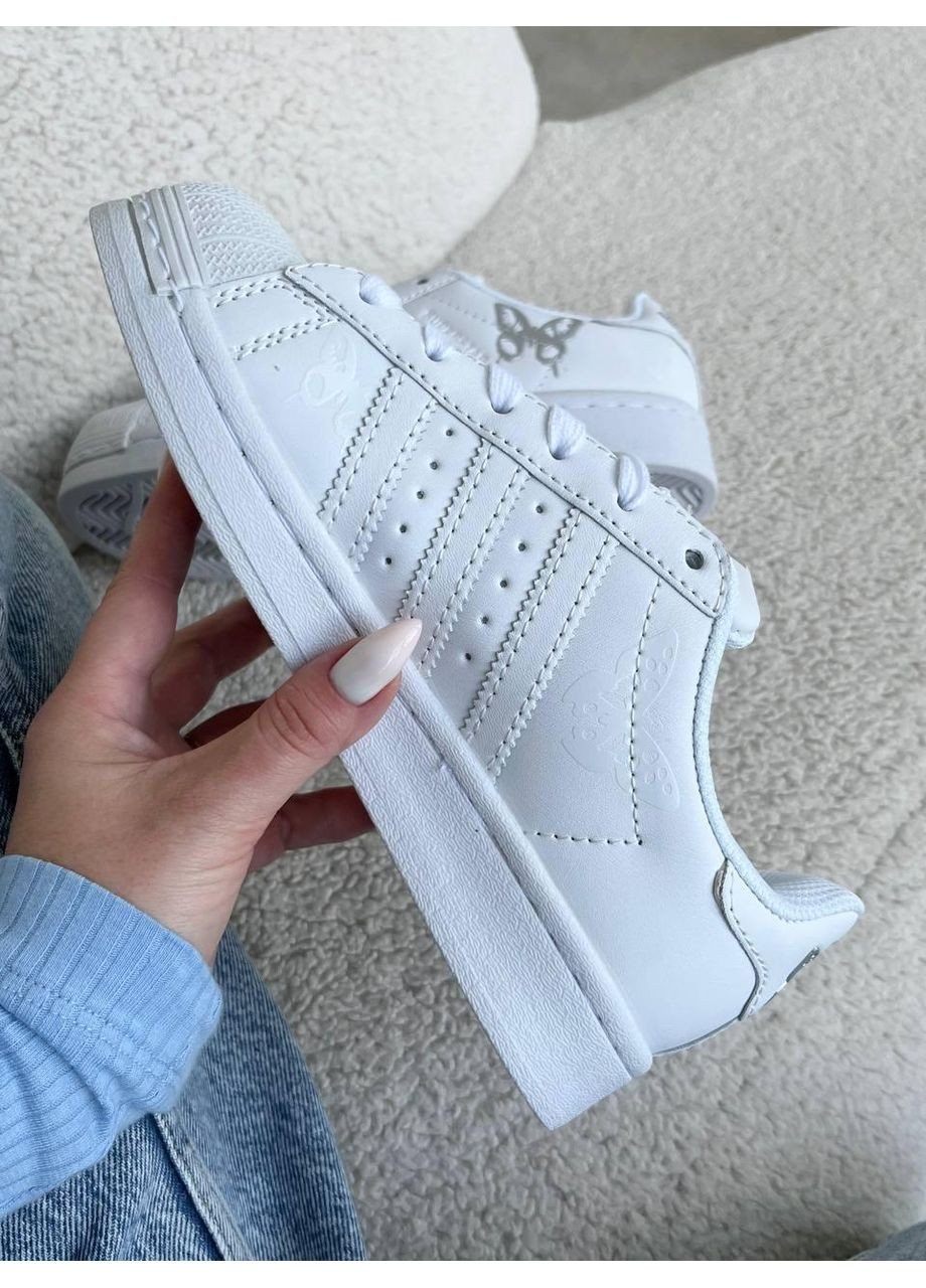 КРОССОВКИ ЖЕНСКИЕ ADIDAS SUPERSTAR FLY WHITE SILVER АДИДАС СУПЕРСТАР No Brand белые демисезоны (368869708)