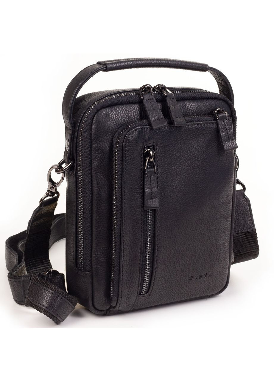 Чоловіча шкіряна сумка з ручкою 0875-45-1 чорна Karya (261486660)