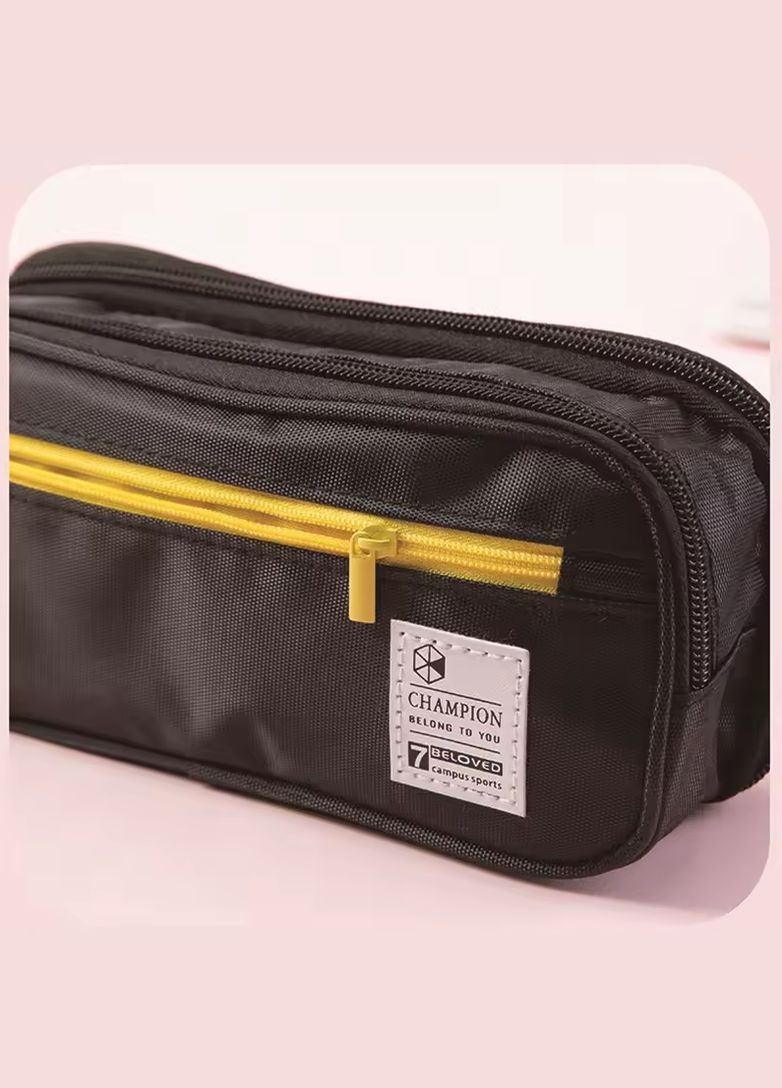 Пенал косметичка на три отделения раскладной, для школьников и студентов, на молнии, органайзер, черный No Brand (337169228)