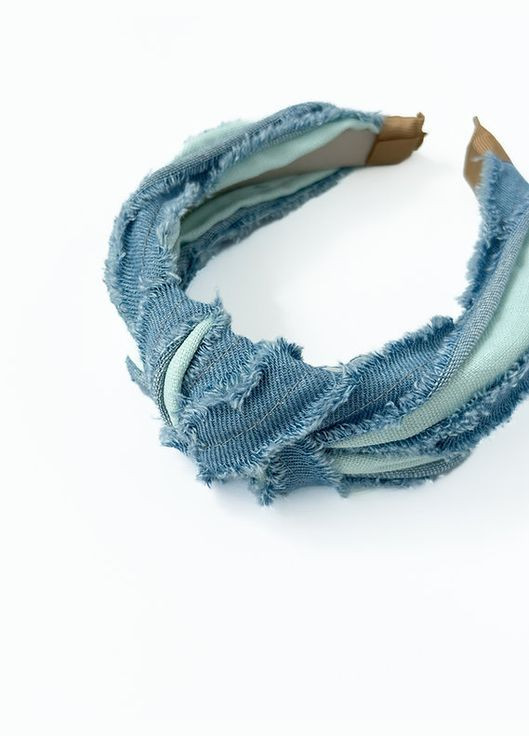 Женский ободок джинсовый светло-синий узелок - украшение для волос для женщины, девушки (ободок женский, джинсовый обруч) Miso (293944137)