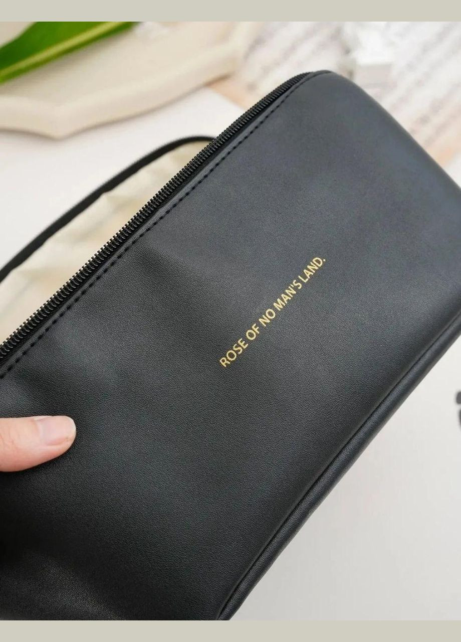 Косметичка из искусственной кожи, дорожный органайзер для косметики Черная No Brand (296193730)