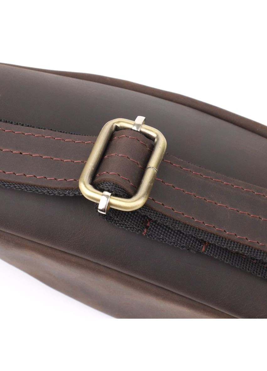 Сумка бананка для мужчин винтажная кожаная коричневая 34×14×7 см; 23139 Shvigel (362417678)