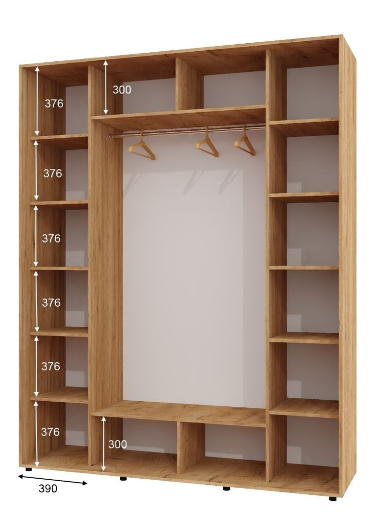 Шафа-купе тридверна 200*60*220 см Дуб крафт золотий 3 двері ДСП ШК-05 Алекса (356771792)