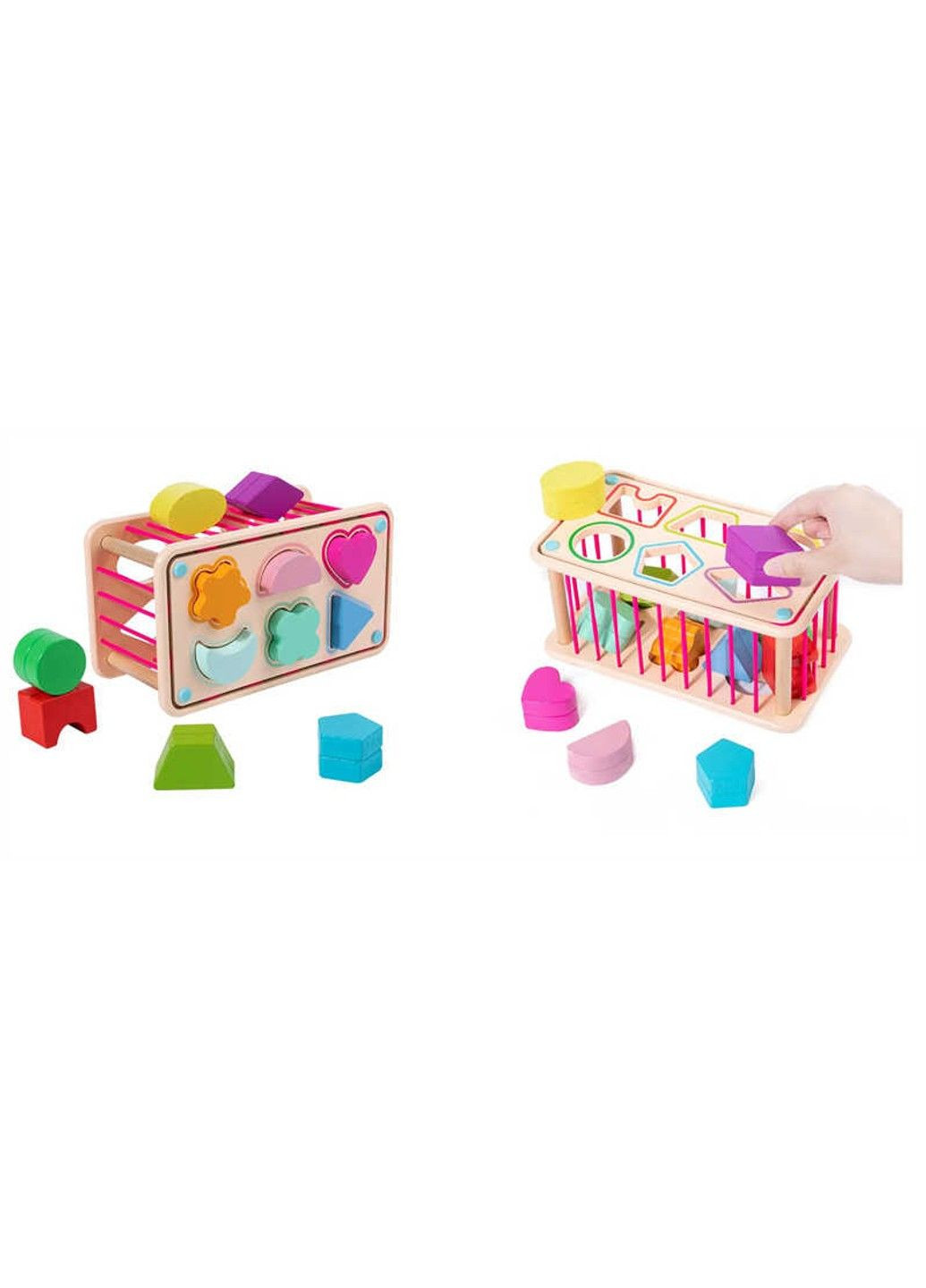 Логическая игра C 60434 (30) 2 геометрических сортера, стенки из резинок, 12 деревянных фигурок, в коробке No Brand (304769582)