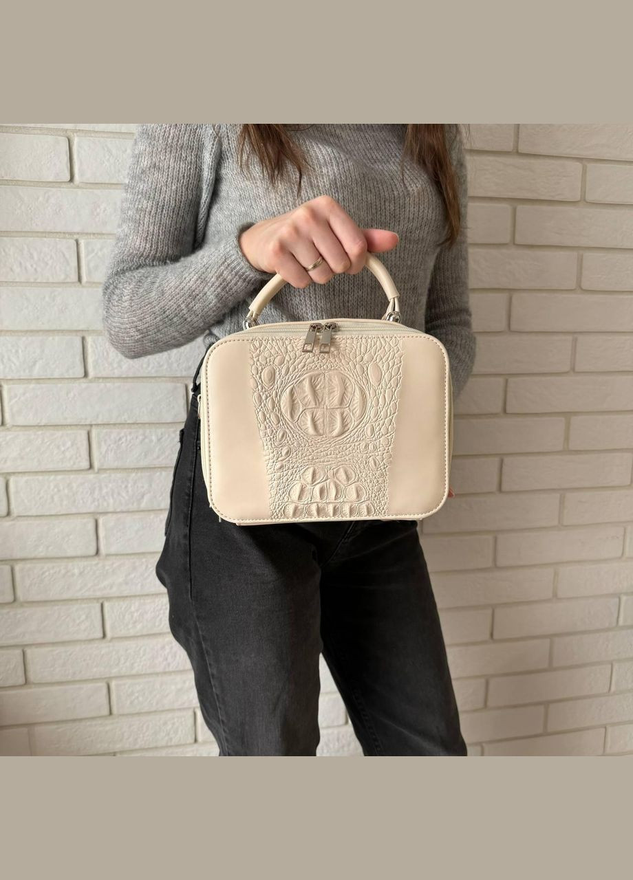 Міні сумочка клатч через плече із еко-шкіри з блискавкою чорна під рептилію (sku_760М) No Brand (330575970)