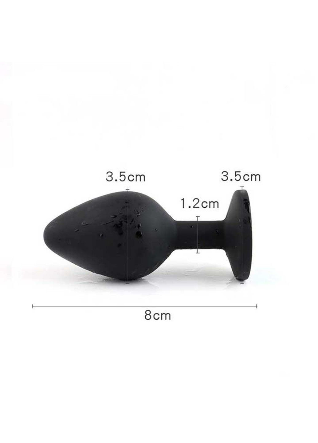 Чорна силіконова анальна пробка з кристалом - 3.5*8 см - Анальні іграшки No Brand (288538357)