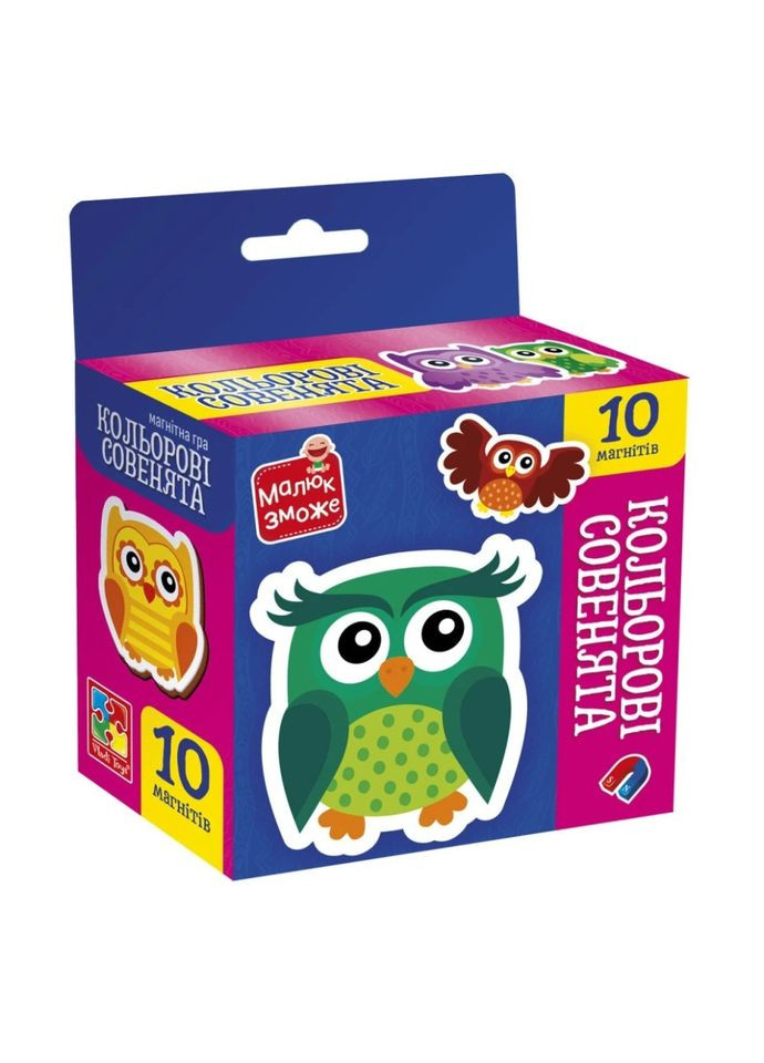 Дитячий набір магнітів "Кольорові совенята" VT3106-38, 10 магнітів Vladi toys (342025676)