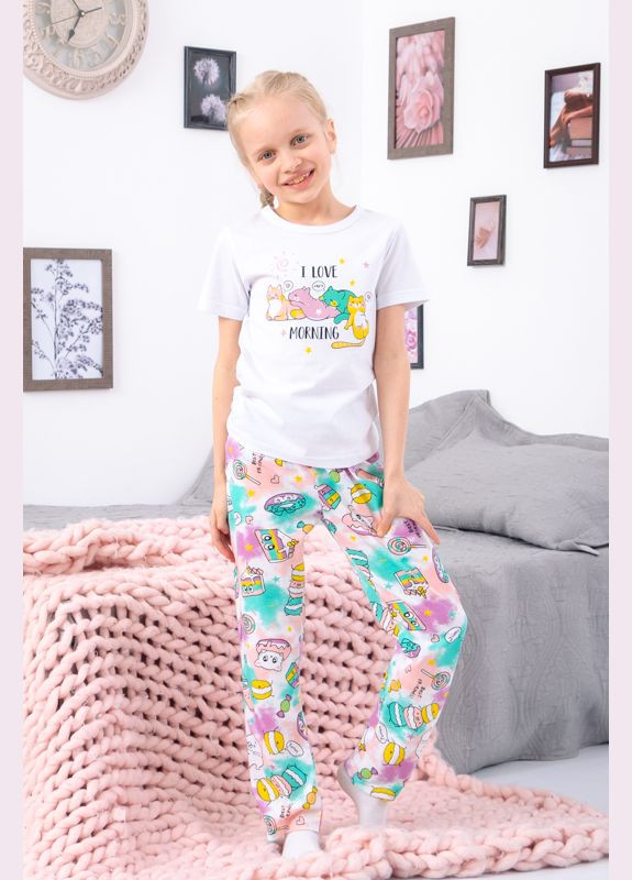Мятная всесезон пижама для девочки футболка + брюки Носи своє