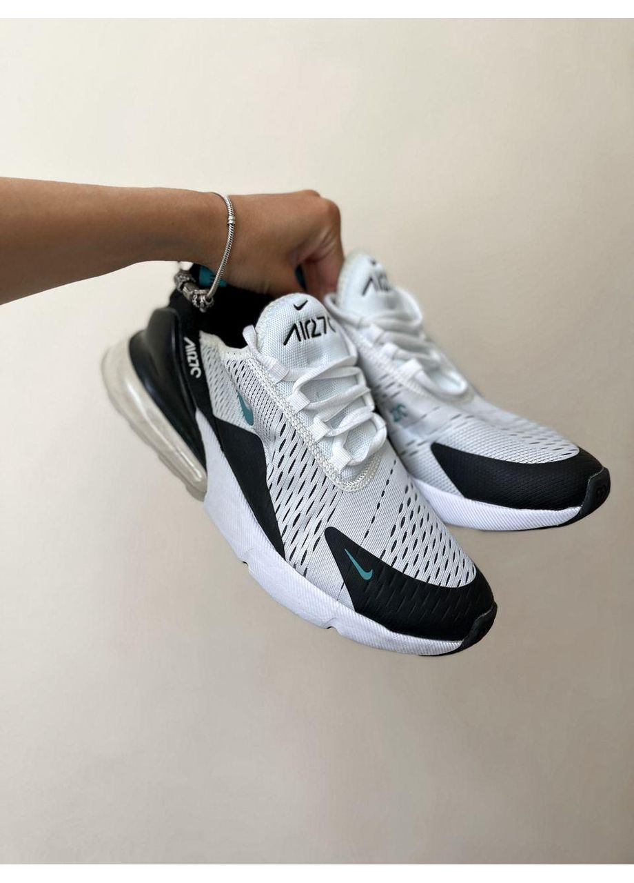 Черные демисезонные кроссовки мужские nike air max 270 white black blue 5 найк аир макс 270 No Brand